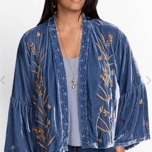 JOHNNY WAS ARIA RUFFLE SLEEVE VELVET BOLERO - Size Large